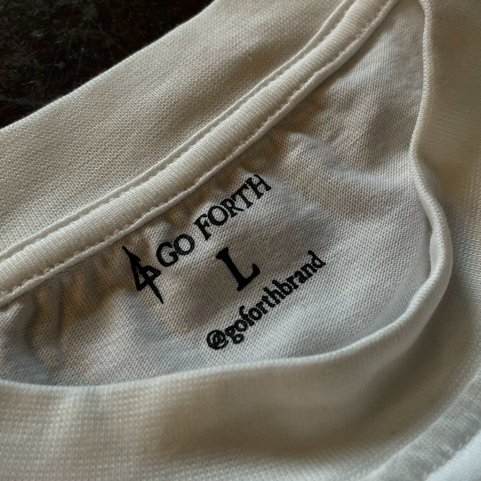 White Printed Neck Tag | Luxury Shirt For Grapplers | Essentials Shirt | Go Forth